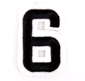 Cijfer Nummer Strijk Embleem Patches Zwart Wit Cijfer 6 / 3 cm / 5 cm