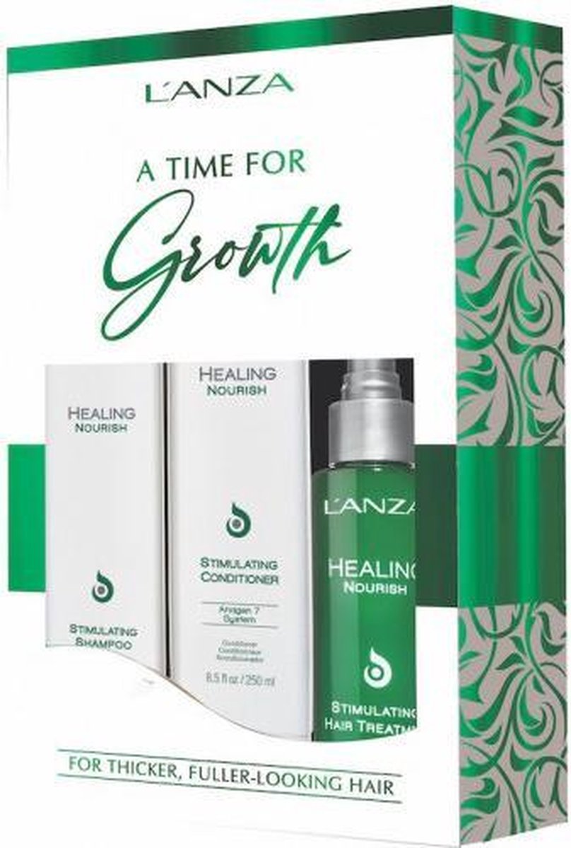 L'Anza Healing Nourish Gift Set - Healing Stimulating Shampoo - Healing Stimulating Conditioner - Healing Stimulating Hair Treatment