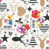 2x Rollen Kerst inpakpapier/cadeaupapier Kitsch wit/gekleurd 2,5 x 0,7 cm - Luxe papier kwaliteit kerstpapier - Kerstmis