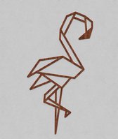 HOUTEN WANDDECORATIE / WOODEN WALL DECORATION - GEOMETRISCHE MUURDECORATIE / GEOMETRIC WALL ART - FLAMINGO - 56 x 105cm - DONKER HOUT / DARK WOOD - ORIGAMI DESIGN WANDFIGUUR - TREN