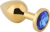 Banoch - Buttplug Aurora blue gold Medium - gouden Metalen buttplug - Diamant steen - blauw