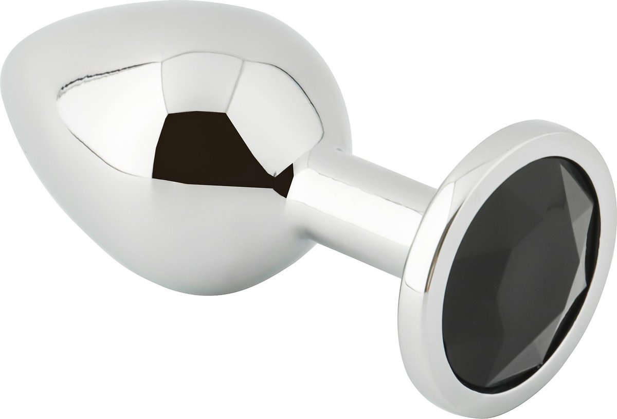 Goedkoopste Banoch - Buttplug Aurora black Medium - Metalen buttplug - Diamant steen -zwart