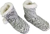 Hoog Model Pantoffel Zebra Balletjes - Grijs / Wit - Maat 37 / 39