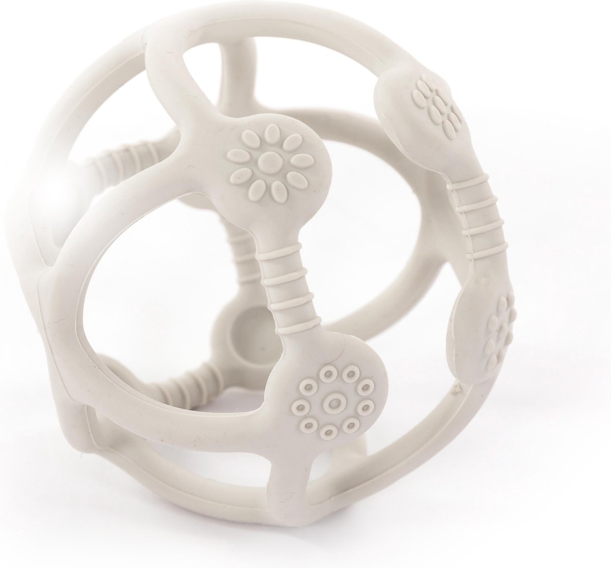 Bo Jungle - Silicone Speelgoed Baby - Bijtring - Bal grijpspeeltje - Tandvlees massage - Bij doorkomende tandjes - Ball Silicone Grey