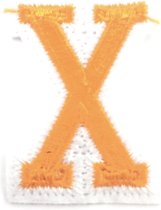 Alfabet Letter Strijk Embleem Patch Oranje Wit Letter X / 3.5 cm / 4.5 cm