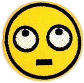 Ronde Gele Emoji Smiley Strijk embleem Patch Denken 5.2 cm / 5.2 cm / Geel Wit Zwart