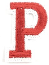 Alfabet Letter Embleem Strijk Patch Rood Wit Letter P / 3.5 cm / 4.5 cm