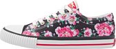 MASTER LO Dames sneakers laag - Zwart bloemen - maat 38