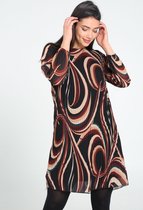 Cassis - Female - Jurk in plissévoile met geometrische print  - Bruin