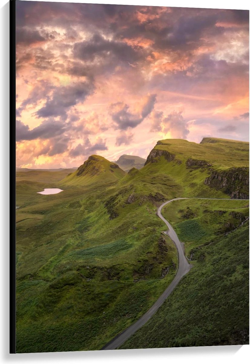 KuijsFotoprint Canvas - The Quiraing Landschap, Schotland - 80x120cm Foto op Canvas Schilderij (Wanddecoratie op Canvas) Blauw