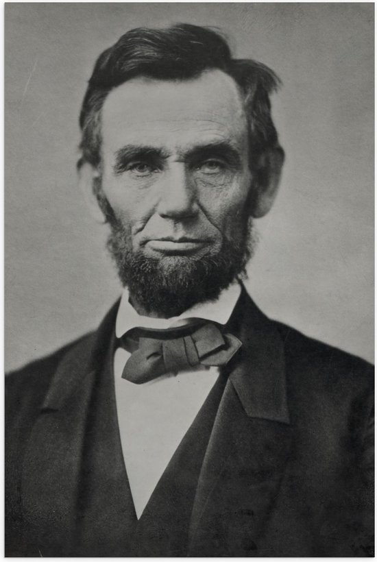Poster – Voormalige President Abraham Lincoln (zwart - wit) - 80x120cm Foto op Posterpapier