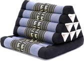 Driehoekskussen – Moon Kwan Kussen - Thais Kussen – Vloerkussen – Thais matras – 1 fold standaard -Driehoekskussen Thai – Grijs/zwart