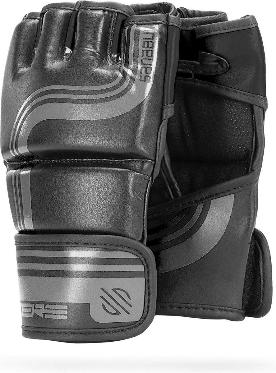 Sanabul Core Series 4 oz MMA handschoenen - zwart en metaal - S/M