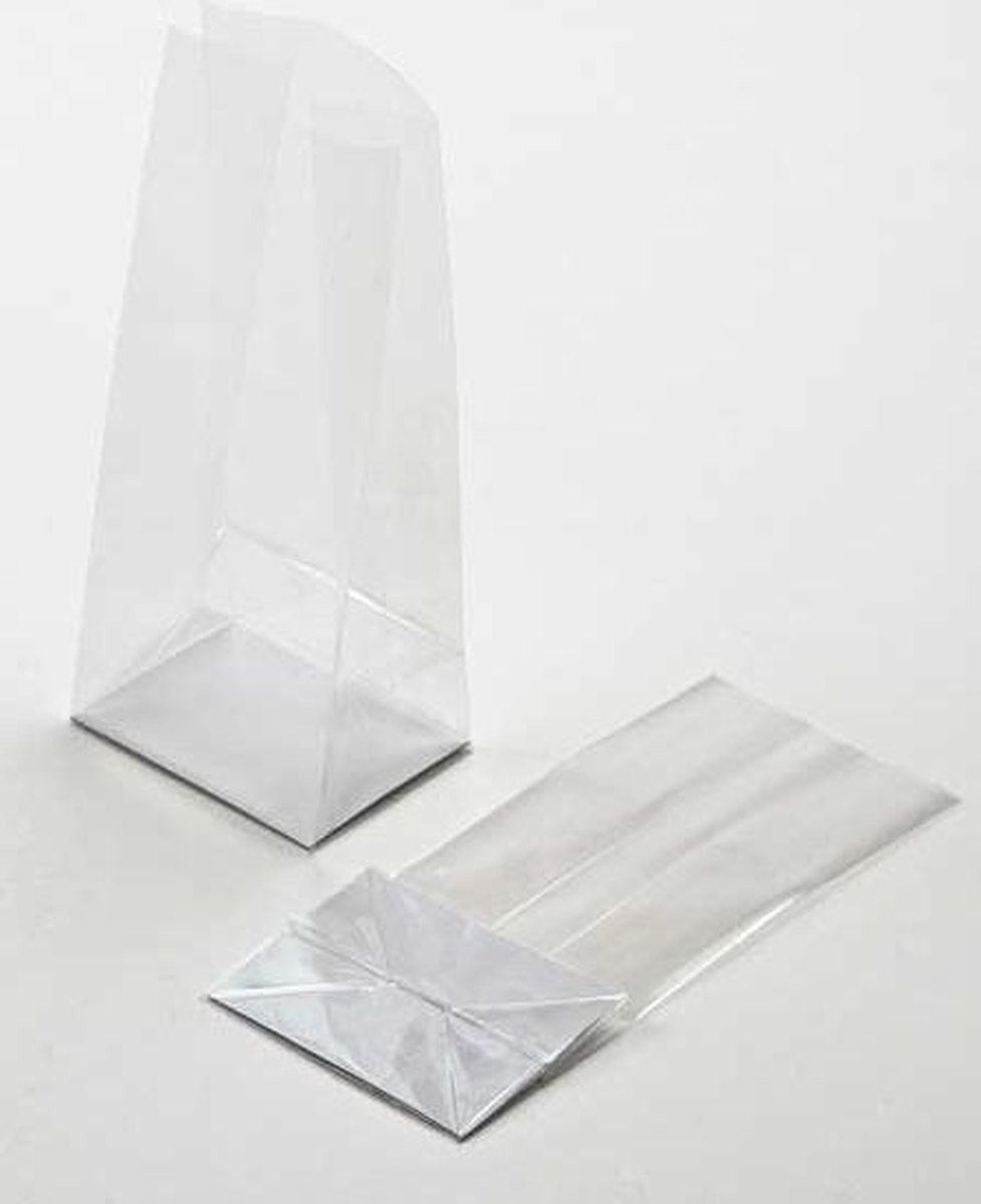 Blokbodemzakken Superhelder 5,1x5,1x21cm met papieren kaart (100 stuks) | Uitdeelzakjes