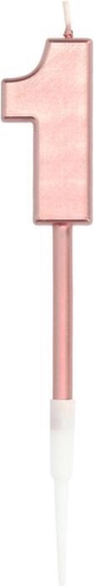 Folat - Verjaardagskaars 1 Roségoud Metallic