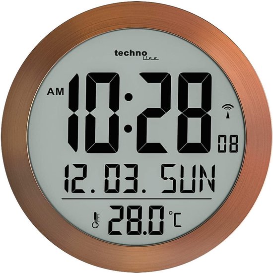 Technoline WS 8038 - Digitale radiogestuurde wandklok / tafelklok - Thermometer - Datum - Wekker functie