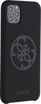 Zwart hoesje van Guess - Backcover - Silicon - iPhone 11 Pro Max - Logo - GUHCN65LS4GBK
