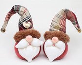 Kerst kabouter Kerstman met  Muts - Gnoom - 19x6cm - 2 STUKS