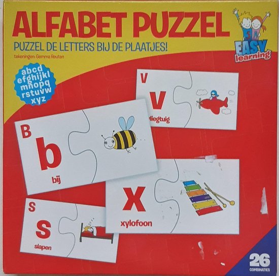 Alfabet Puzzel. Puzzel de letters bij de plaatjes. Games
