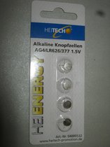 Heitech HeiEnergy Alkaline Knoopcel batterijen AG4 LR626 377 1.5 Volt