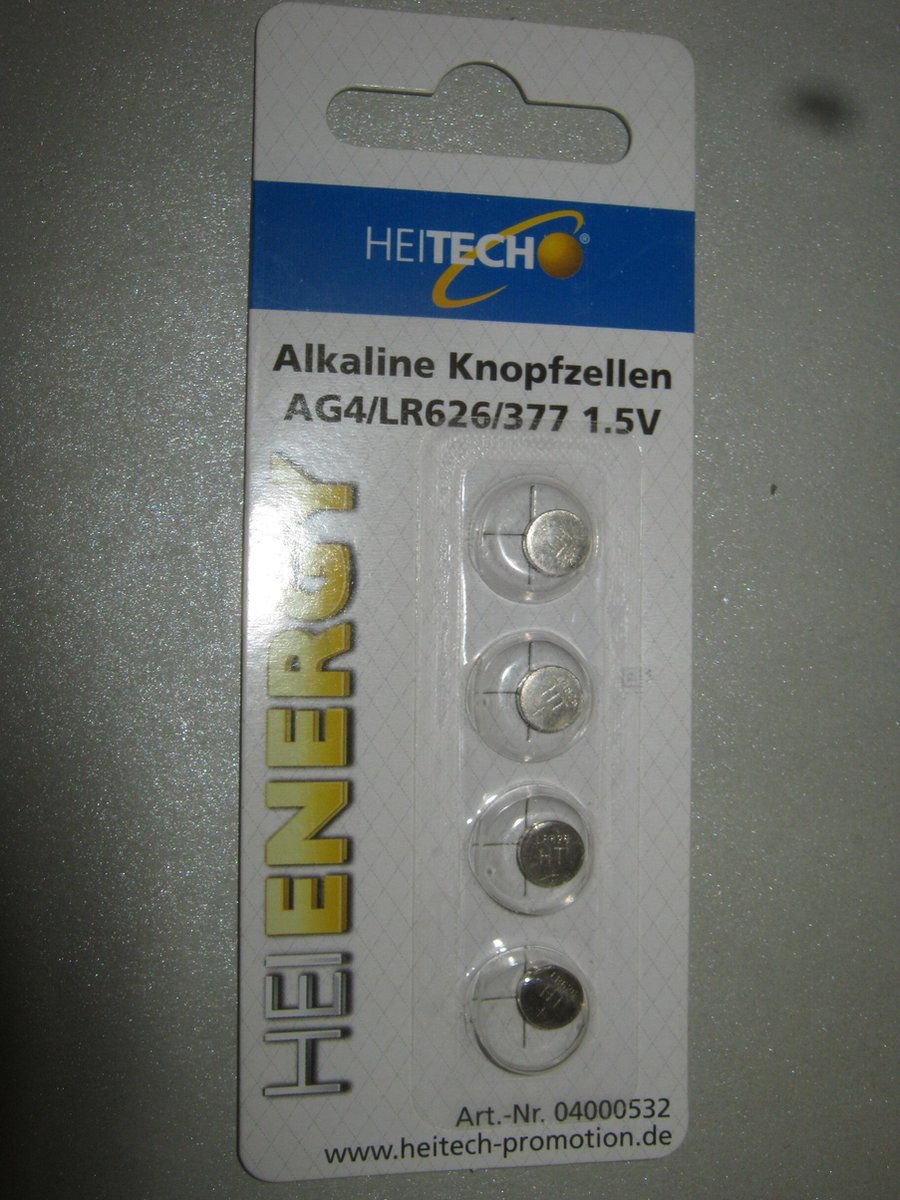 Heitech HeiEnergy Alkaline Knoopcel batterijen AG4 LR626 377 1.5 Volt