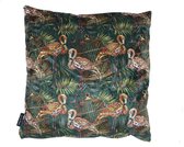 Sierkussen - Fluweel Flamingo Donkergroen - Groen - 45 Cm X 45 Cm