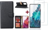 Samsung S20 FE hoesje - bookcase Zwart - Galaxy S20 FE wallet case portemonnee hoesje - S20 FE book case hoes cover Met 2X screenprotector / tempered glass