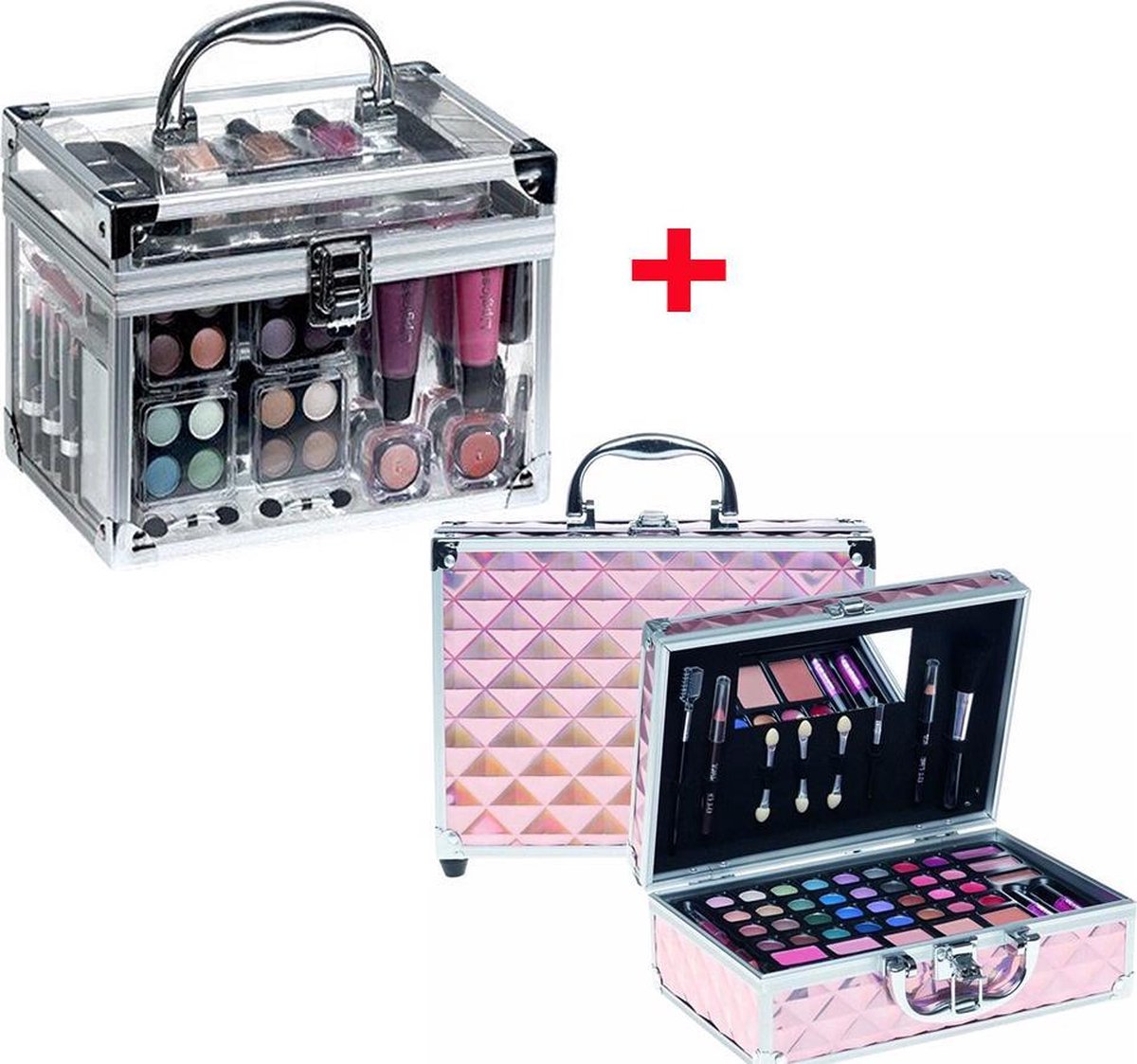 Duo Pack Casuelle Make-Up Koffers ! 1) doorzichtig met o.a. oogschaduw ,  lipgloss en... | bol.com