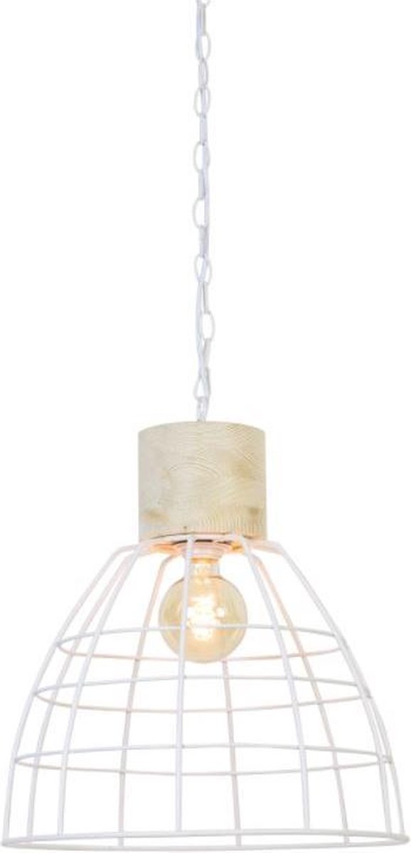 De Lichtmakers Hanglamp Mink Wit met hout - 49 x 43 cm