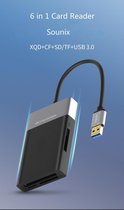 Sounix 6 in 1 USB 3.0 CARD READER  - kaartlezer - SD - MICRO SD - CF - XQD -  2*USB3.0