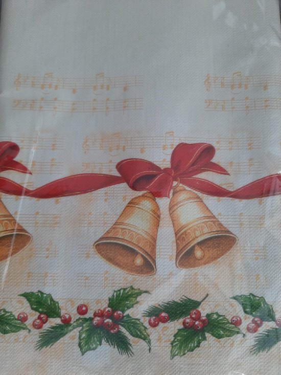 Kersttafelkleed stevig papier Creme met rondom Gouden Klokken en Mistletoe,  maat... | bol.com