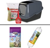 PeeWee EcoHus Startpakket Zwart/ Antraciet + Mac's snackpakket - 56 x 39 x 38.5 cm