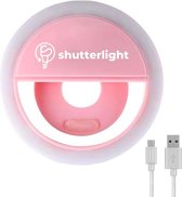 Shutterlight Selfie Lamp - 36 LED - Ø 8.5 cm - Dimbaar Wit Licht - Roze