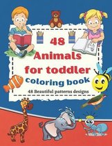 48 animals for toddler coloring book