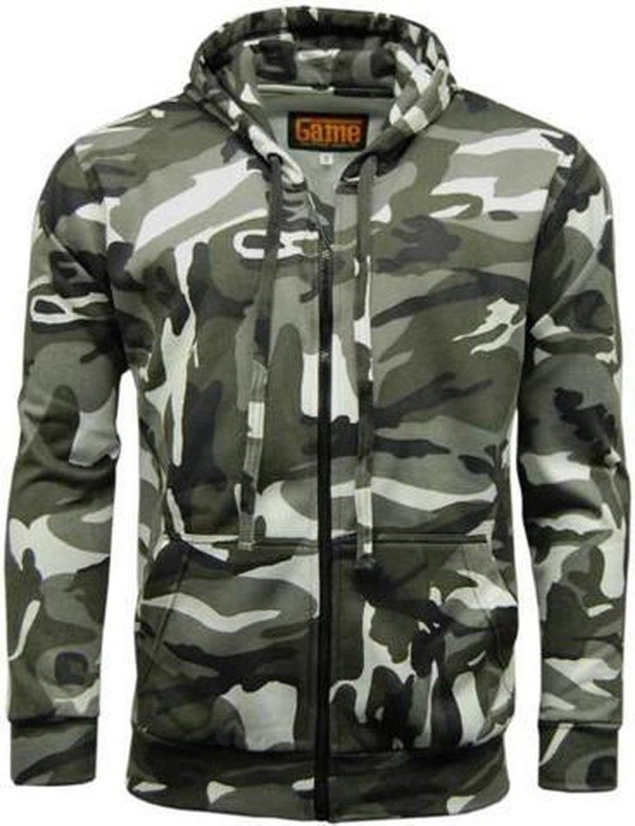 Grijze Hoodie heren met capuchon - met rits - Light Sport Sweater - Camouflage kleding - Maat 5XL