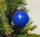 Oneiro's luxe kerstbal LUXURY Blauw– ø10 cm- kerstbal - luxe verpakking – kerstcollectie – kerstdecoratie – kerstboomhanger – kerstversiering