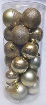 Totally Christmas | Kerstbal 8 cm | Kerstballen | Mix Koker | 24 stuks | Soft Gold