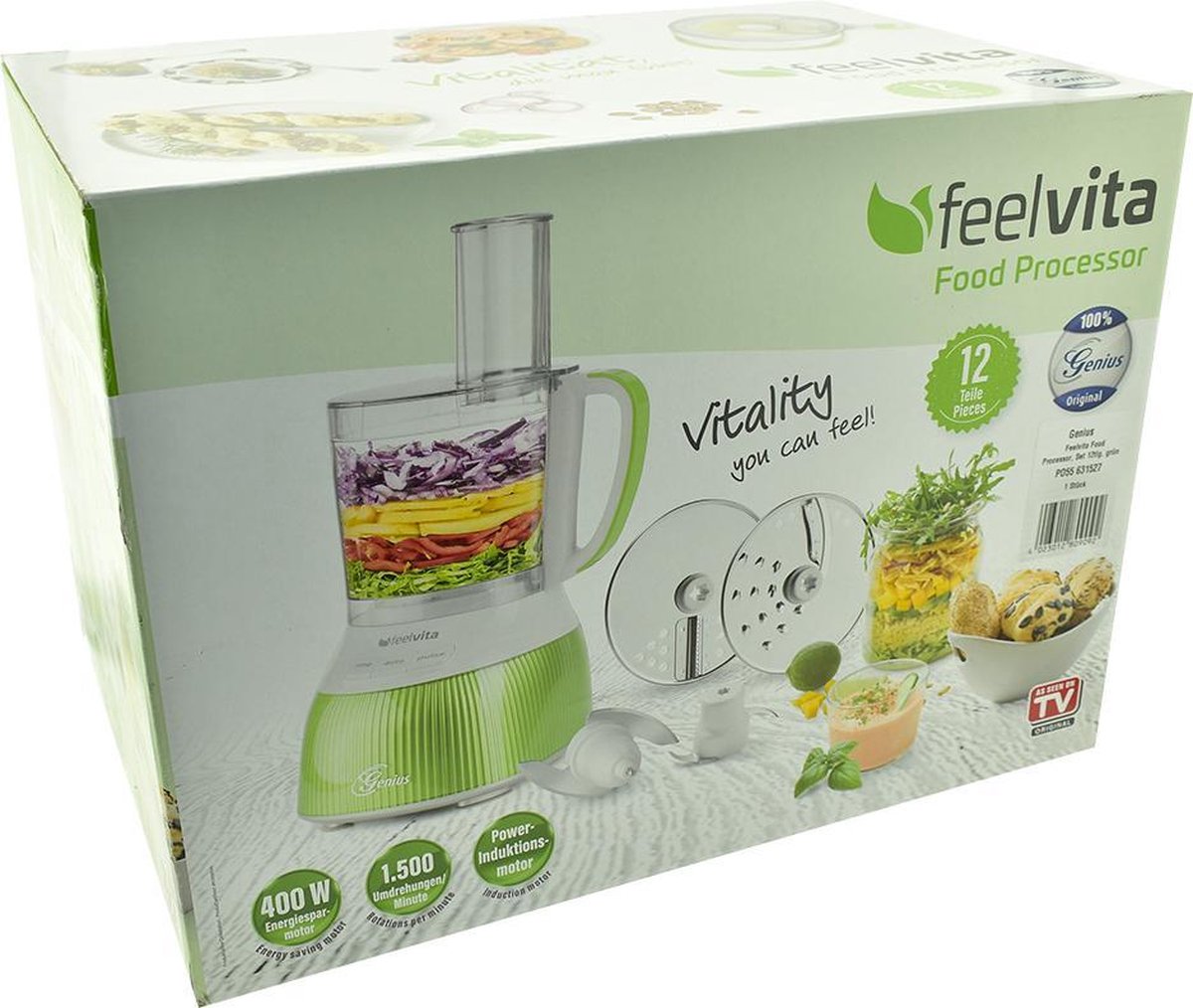 Feelvita Food Processor 400W - 12 Delig | bol.com