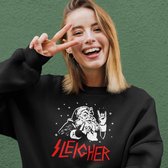 Foute Kersttrui Zwart Premium - Sleigher Kerstman - Maat XL - Kerstkleding voor dames & heren