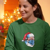 Foute Kersttrui Groen - Corona Kerstman - Maat 2XL - Kerstkleding voor dames & heren