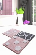 Nerge.be | Luxe Acryl Badmat Set van 2, Handgemaakt | Mina Pink 60x100cm - 50x60cm | Antibacterieel | Natuurlijke latex