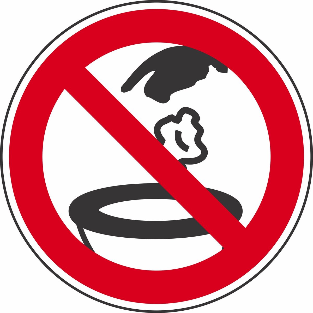 2 x Pictogram Sticker - Verbod Sticker - Verbod om iets in het toilet te deponeren - 20 cm