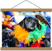 Schoolplaat – Hond met Boa - 40x30cm Foto op Textielposter (Wanddecoratie op Schoolplaat)
