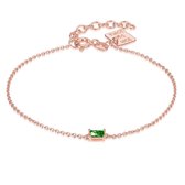 Twice As Nice Armband in rosé zilver, zirkonia baguette, smaragd kleur 16 cm+3 cm