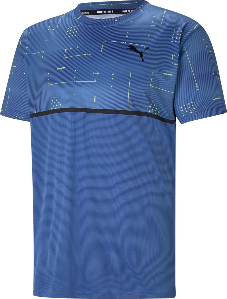 PUMA TRAIN AOP SS TEE Sportshirt Mannen Blauw