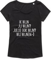 Dames Shirt - Casual Shirt - Fun Shirt - fun tekst - Lifestyle Shirt - Mood - Wijn - Wij wijnen - Maat XL