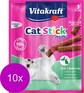 Vitakraft Cat-Stick Mini - Kattensnack - Eend&Konijn - 10 x 3 st