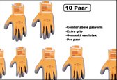 10x Paar werkhandschoenen met extra grip maat L/XL – tuinhandschoenen klussen werken bouw handschoenen bescherming werkhandschoen verfhandschoenen