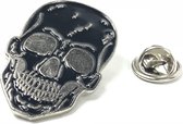 Doodskop Skull Emaille Pin 2.3 cm / 3.5 cm / Zwart Zilver