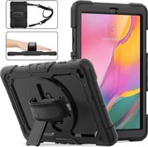 Samsung Galaxy Tab A 10.1 Hoes - Tab A 10.1 (2019) Robuuste hoesje Hybridee Armor case met Handband - Zwart